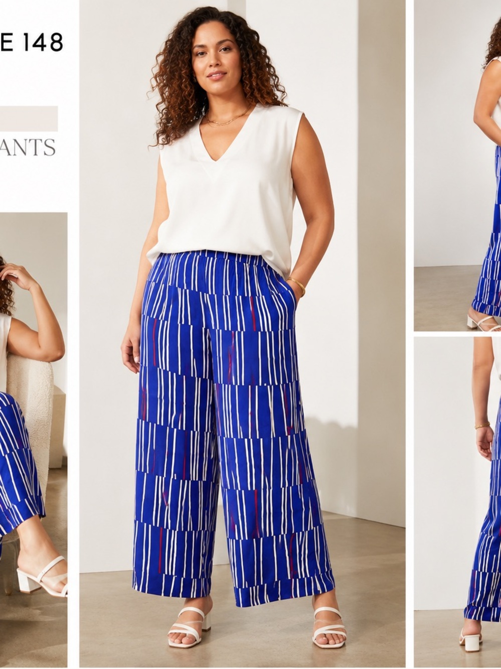 Lafayette‎ 148 New York 100% Silk Geometric Wide Leg Crop Pants XL - Picture 8 of 9